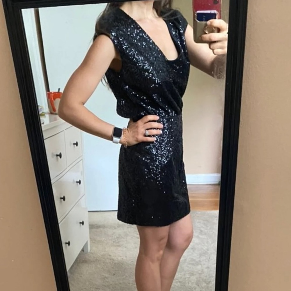 Sequenced black mini dress